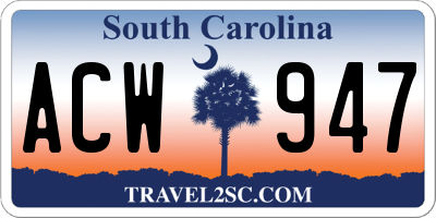SC license plate ACW947