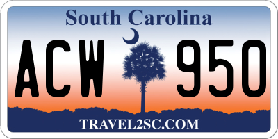 SC license plate ACW950