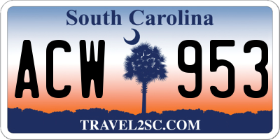 SC license plate ACW953