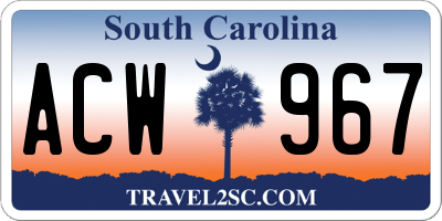 SC license plate ACW967