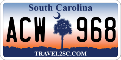 SC license plate ACW968