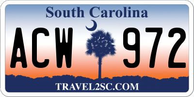 SC license plate ACW972