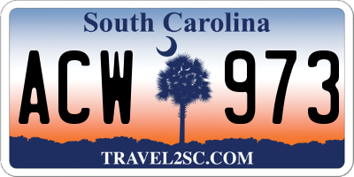 SC license plate ACW973