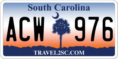 SC license plate ACW976