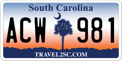 SC license plate ACW981