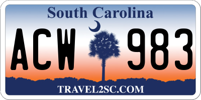 SC license plate ACW983