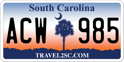 SC license plate ACW985
