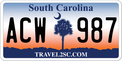SC license plate ACW987