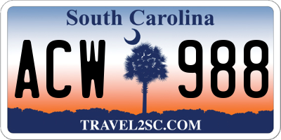SC license plate ACW988