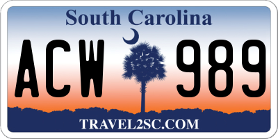 SC license plate ACW989