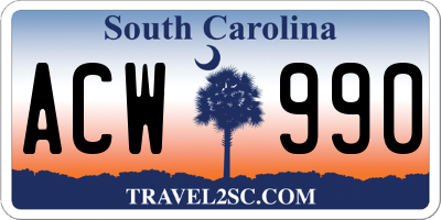SC license plate ACW990