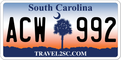 SC license plate ACW992