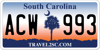 SC license plate ACW993
