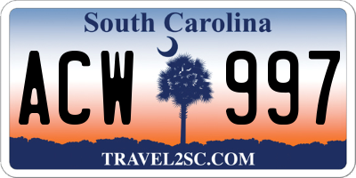 SC license plate ACW997