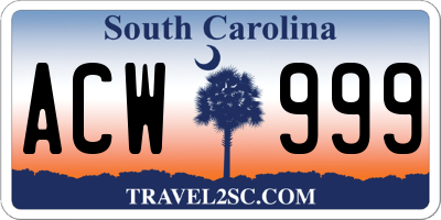 SC license plate ACW999