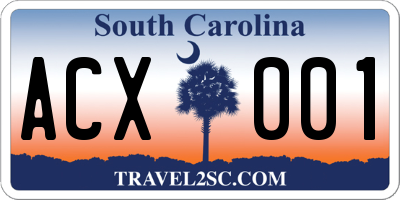 SC license plate ACX001