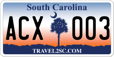 SC license plate ACX003