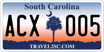 SC license plate ACX005