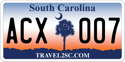 SC license plate ACX007