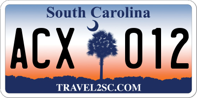 SC license plate ACX012