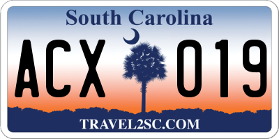 SC license plate ACX019