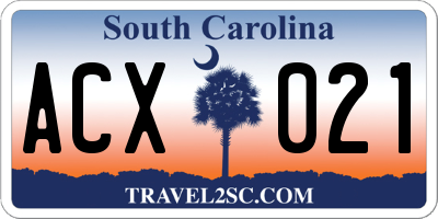 SC license plate ACX021