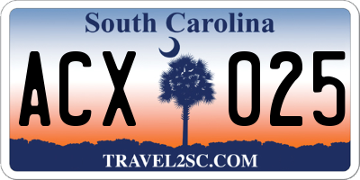 SC license plate ACX025