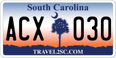 SC license plate ACX030