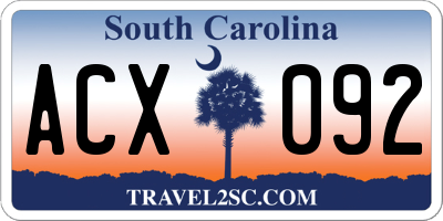 SC license plate ACX092