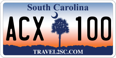 SC license plate ACX100