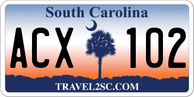 SC license plate ACX102