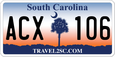 SC license plate ACX106