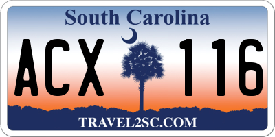 SC license plate ACX116
