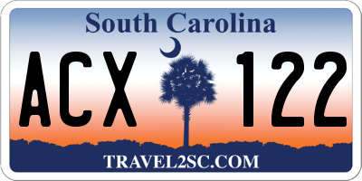 SC license plate ACX122