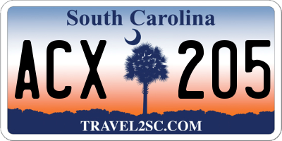 SC license plate ACX205