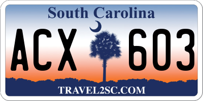 SC license plate ACX603