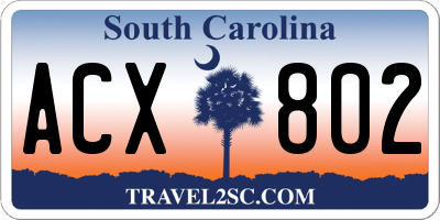 SC license plate ACX802