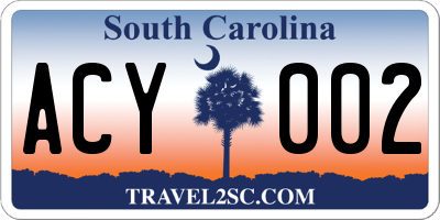 SC license plate ACY002