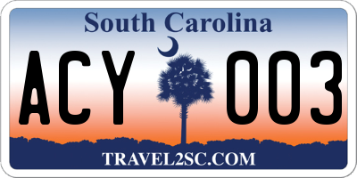 SC license plate ACY003