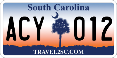 SC license plate ACY012