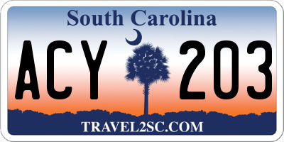 SC license plate ACY203