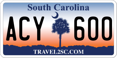 SC license plate ACY600