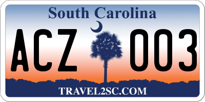 SC license plate ACZ003