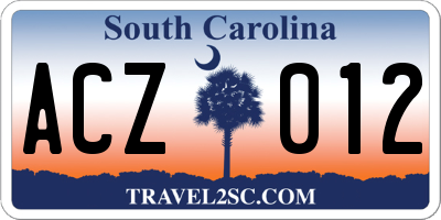 SC license plate ACZ012