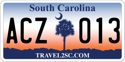 SC license plate ACZ013
