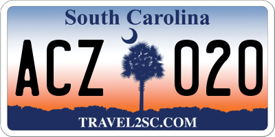 SC license plate ACZ020