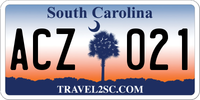 SC license plate ACZ021