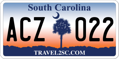 SC license plate ACZ022