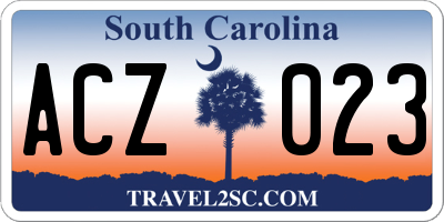 SC license plate ACZ023