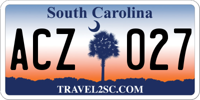 SC license plate ACZ027